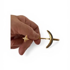 Stella and Dot Gold Crescent Moon and Star Adjustable cuff bracelet